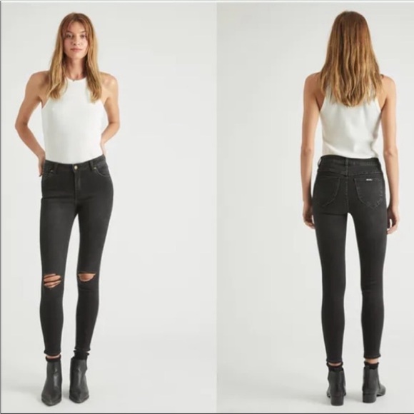 ROLLA’S Westcoast Super Skinny High Waisted Hi Rise Distressed Black Jeans - Picture 1 of 10